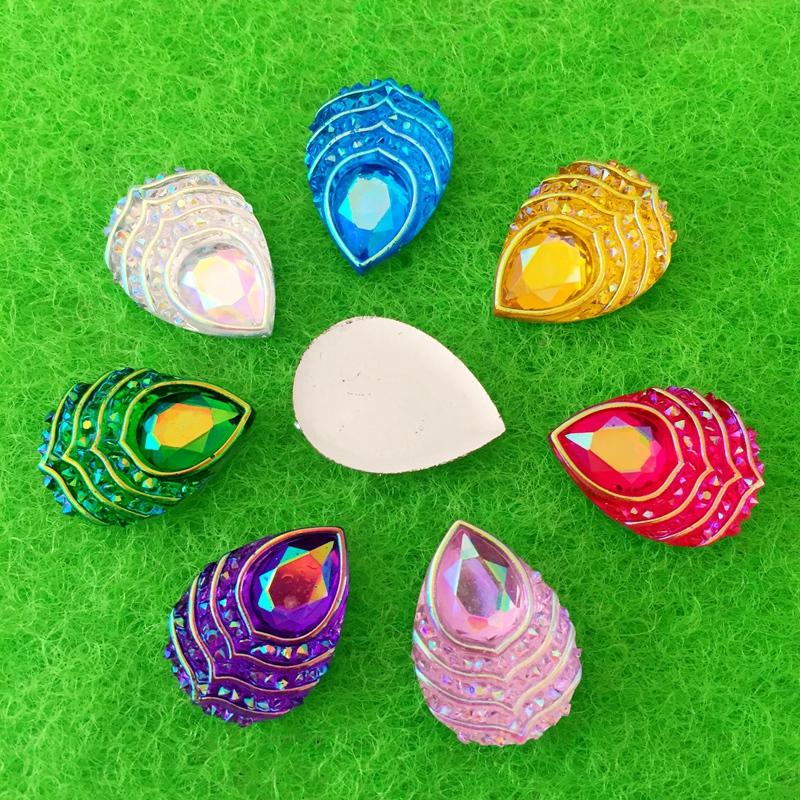 13*18mm/18*25mm AB Resin Tear drop Rhinestone flatback peacock eye stones and crystals costume Button Accessories HE19