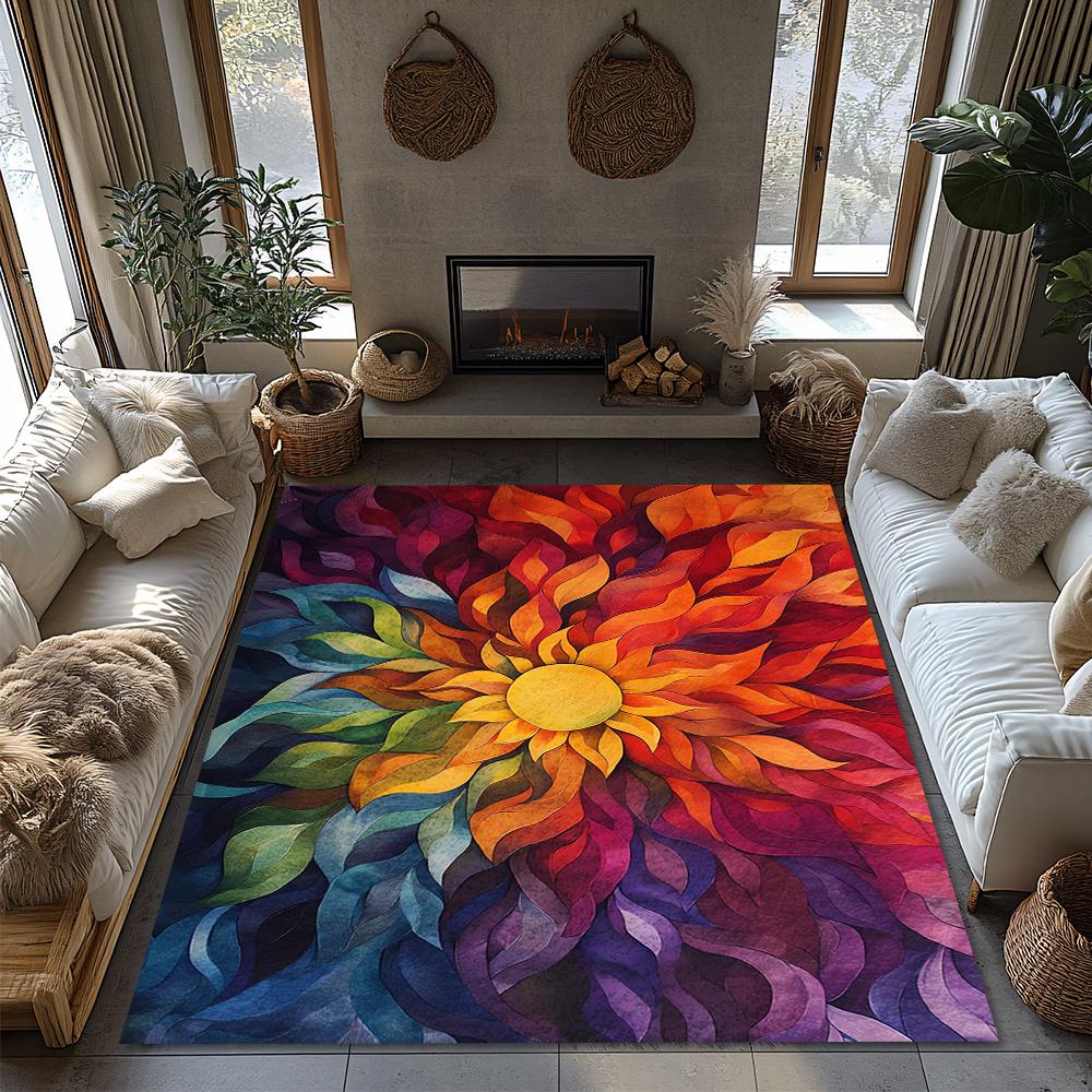 Boho Area Rug Abstract Modern Carpet Living Room Floor Mat Non Slip Home Decor Indoor Outdoor Accent Rug Washable Soft Plush Rug