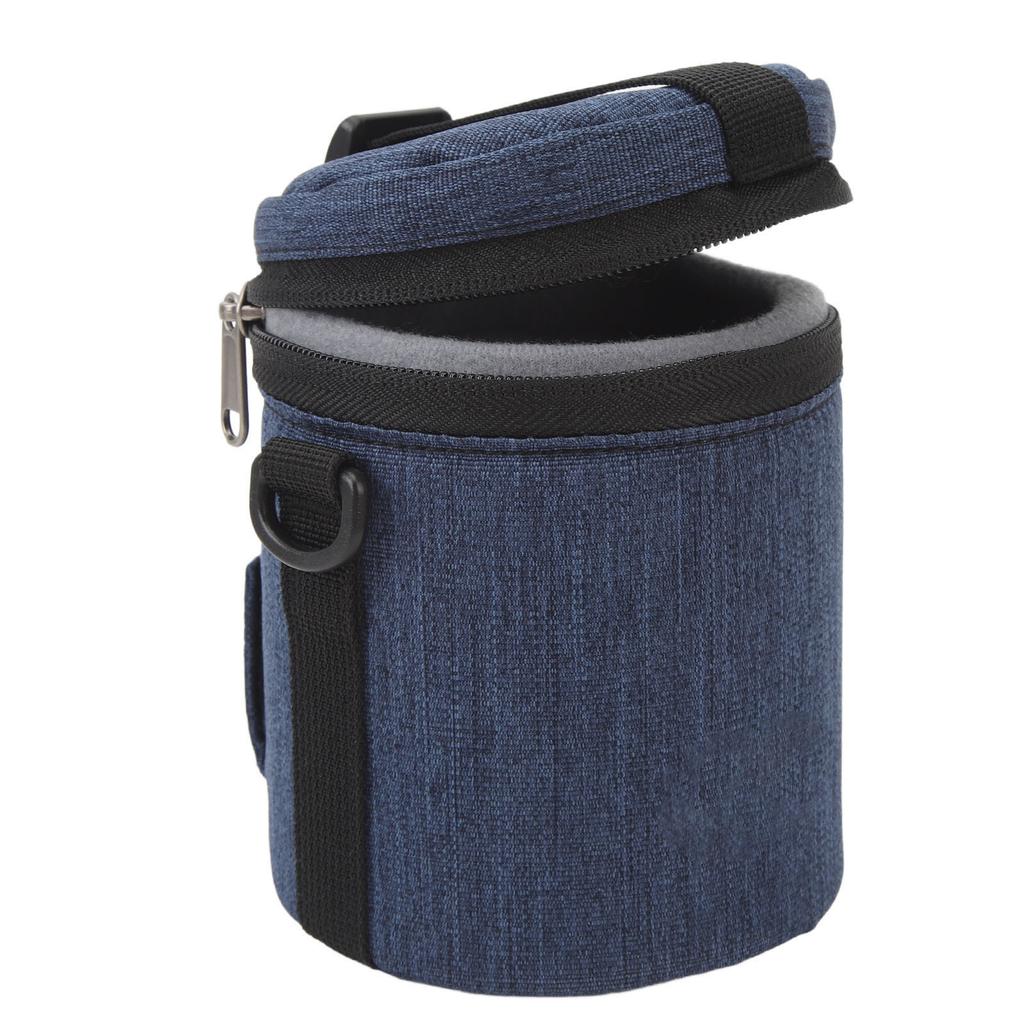Camera Lens Case with Zippers Top Handle Adjustable Shoulder Strap Waterproof Lens Pouch Bag for Short Focal Length Lens