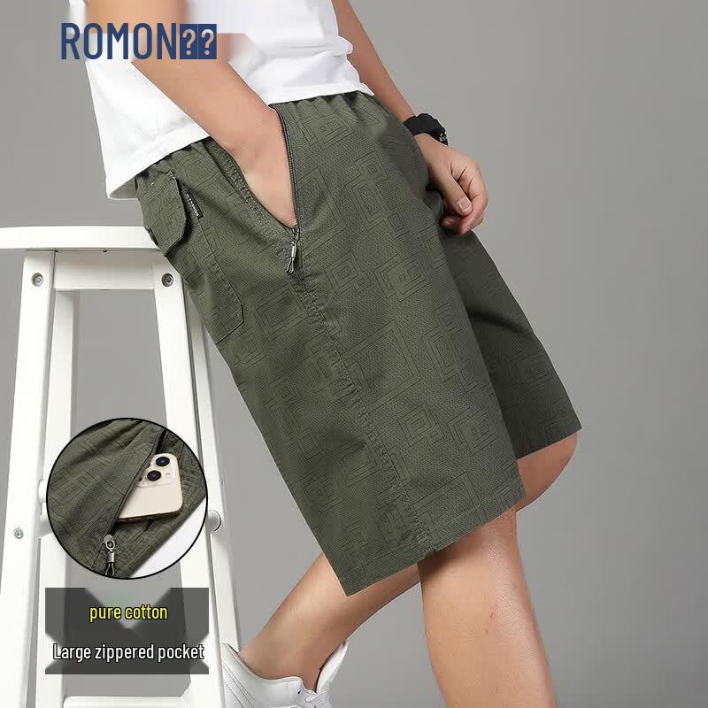 Romon Men's Loose Fit Cargo Beach Shorts
