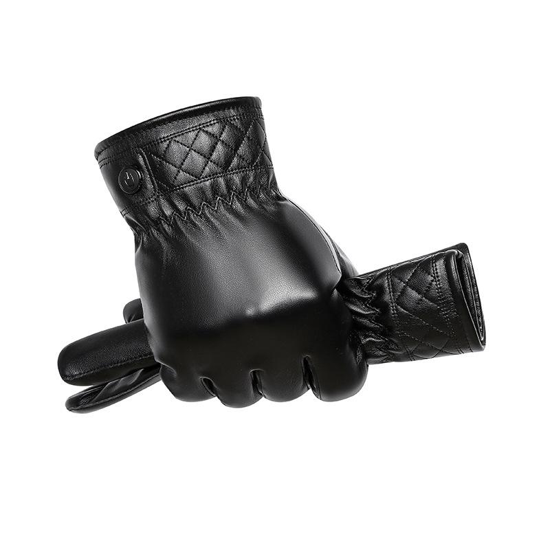 WTEMPO 1 Paar 4 Stile Kunstleder PU Touchscreen Vollfingerhandschuhe Kältefest Winddicht Warm Plüsch Outdoor Radhandschuhe