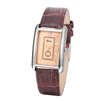 Square Watch for Antique Analog PU Pair Accessories Gift for Lover Ladies, Fashionable, Waterproof Display, Leather, Brown, Watch, Quartz, Leisure,