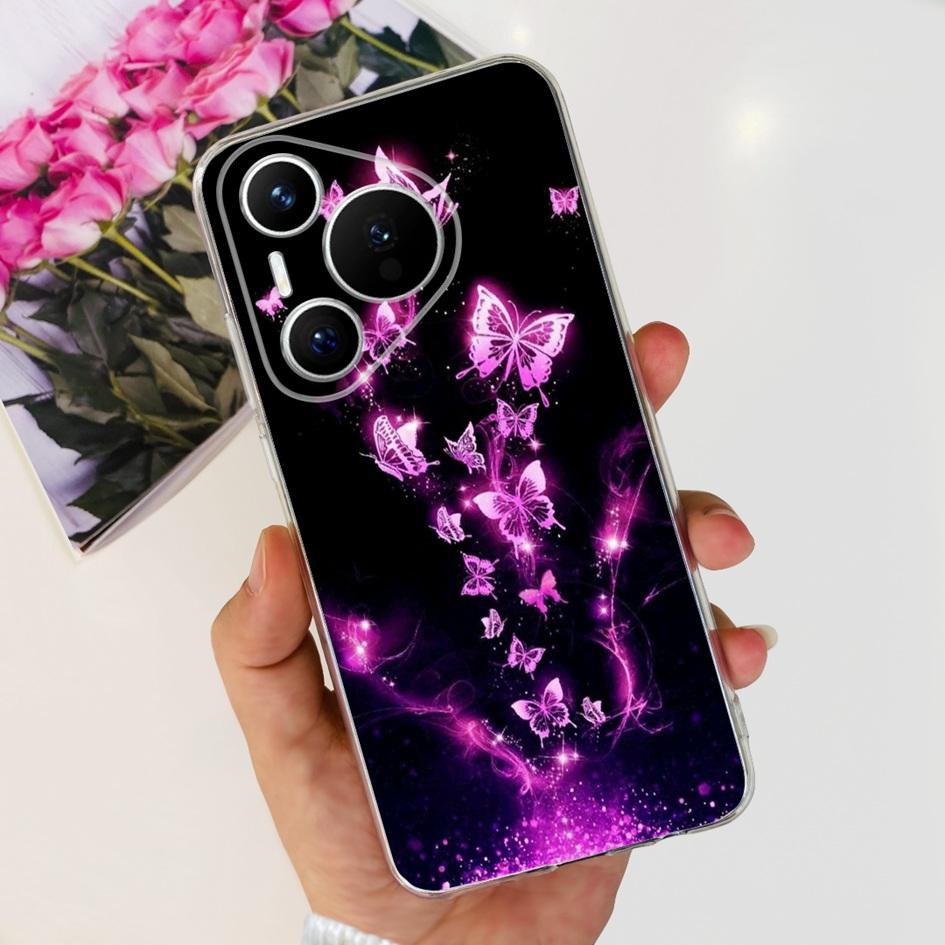 For Huawei Pura 70 Pro Plus Case Fashion Flowers Clear Soft Silicone Shockproof Phone Cover For Huawei Pura 70 Pro Pura70 Bumper