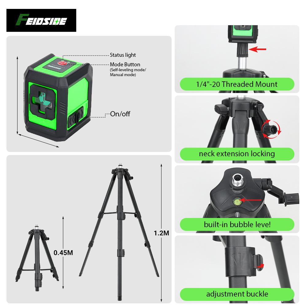 Compact Green Light Infrared Level with Auto-Levelling Crosshair