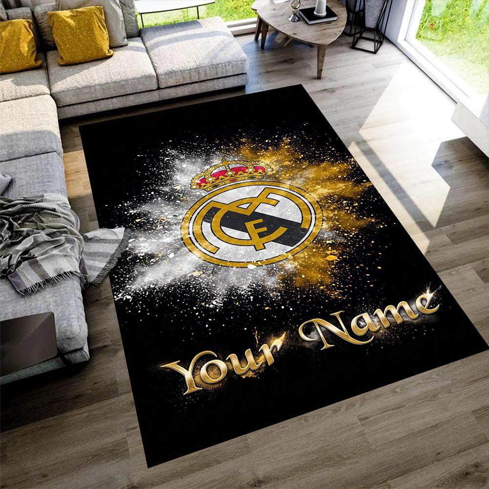 Real Madrid Club Customizable Name Carpet Suitable for Game Room Entryway Dormitory Study Room Anti-slip Rug Decorate Offices Gift for Festivals