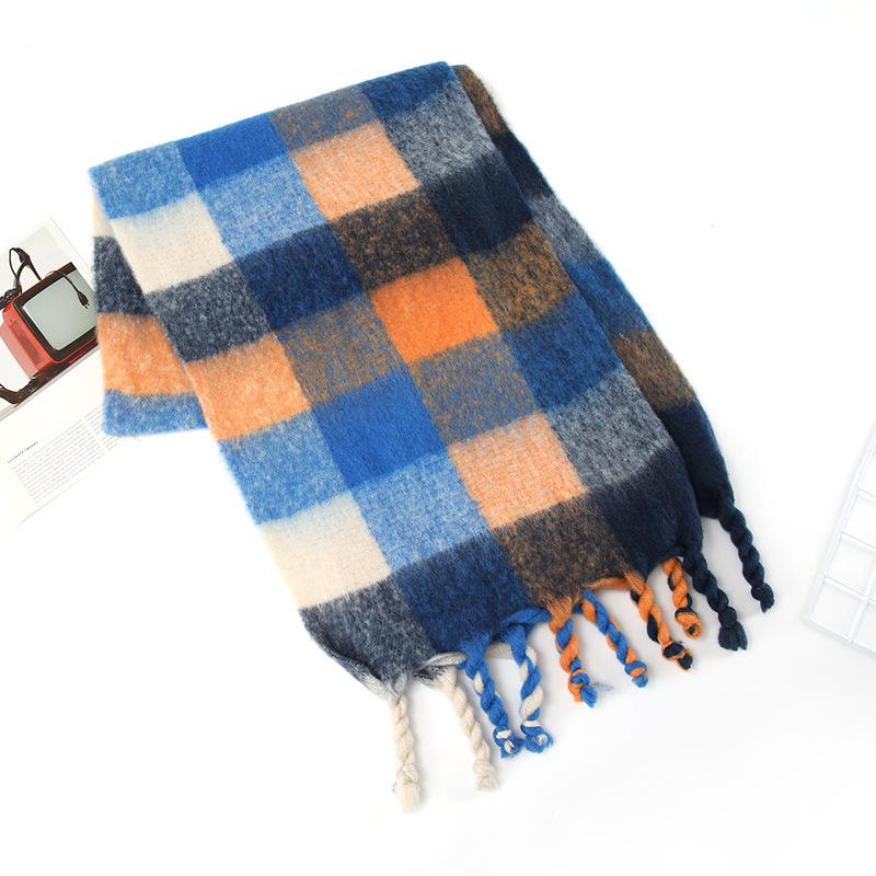 Braided Autumn and Winter Scarf for Women New Thick Warm Soft Waxy Scarf Winter Thick Tassel Scarf