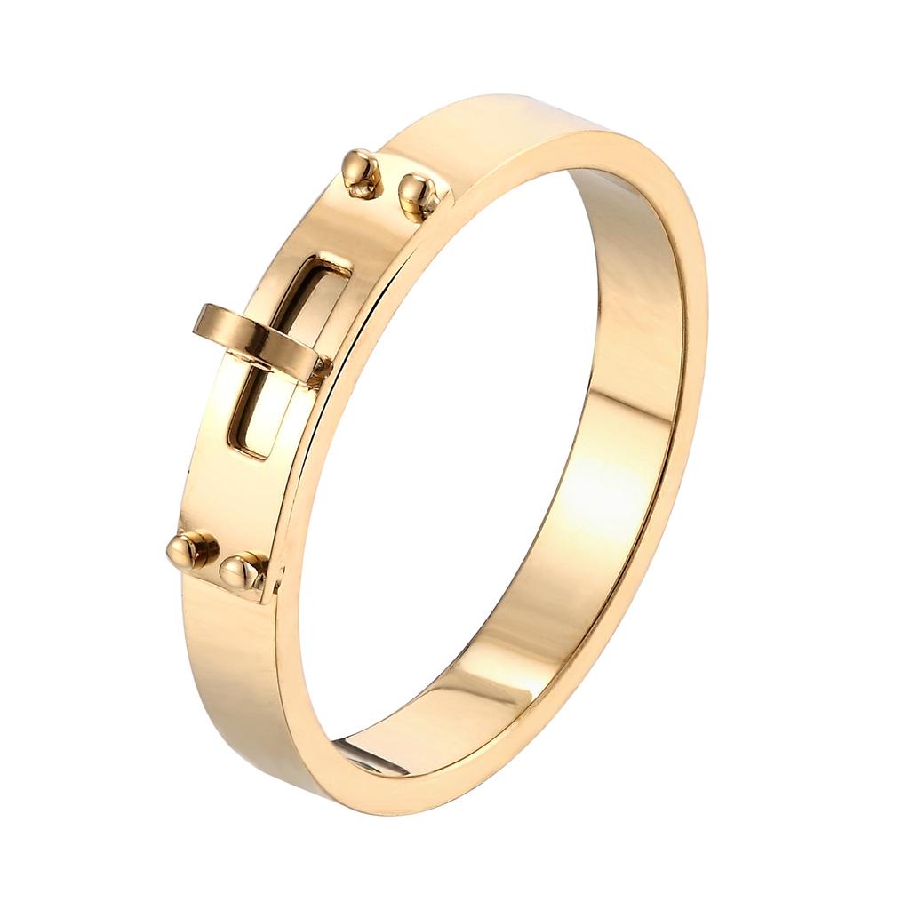 Personalized Round Buckle Ring, Niche Simple Women's High-end Ring, Titanium Steel Electroplating Accessories
