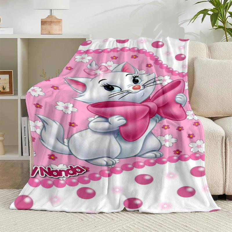 1PC Mary Cat Flannel Blanket Gift, Suitable for Both Men And Women, Soft Ideal for Beds And Sofa, Birthday Or Christmas Gift