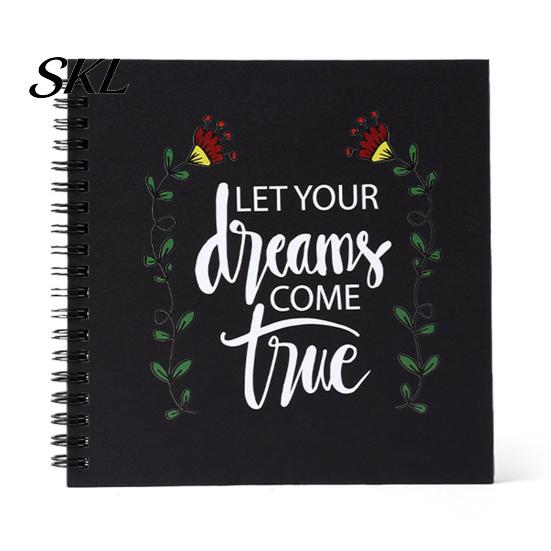 Family Photo Album Album, 6 Inch Cardboard with Black Paper Pages for DIY Memory Handmade Scrapbook Keeping, Portable Vintage Travel Celebrations,