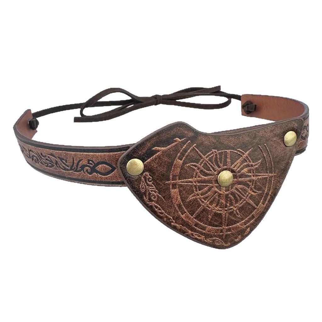 Gothic Leather Pirate Eyepatch: Adjustable Halloween Costume & Creative Cosplay Prop