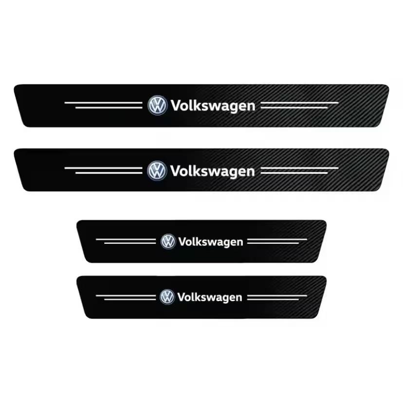 Auto Door Sill Carbon Fiber Car Sticker Protector Strip Waterproof Protect Film For VW GTI Polo Golf GTI Passat Tiguan Hub Cap