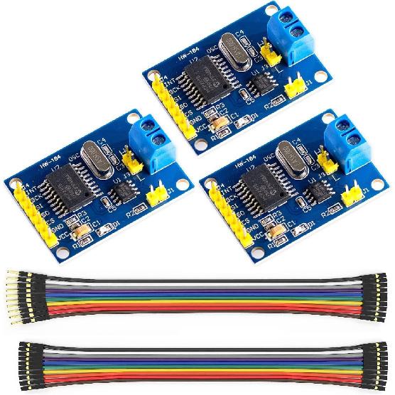 WWZMDiB 3 Pcs MCP2515 TJA1050 CAN Bus Module SPI Interface Compatible with for Arduino Raspberry Pi ESP32 STM (CAN Bus Controller + Receiver)