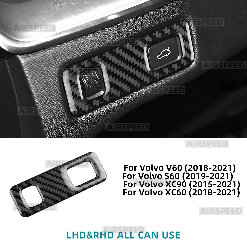 For Volvo V60 S60 XC60 XC90 2015 2018 2019-2021 Car Headlight Button Frame Sticker Interior Trim Soft Carbon Fiber Accessories