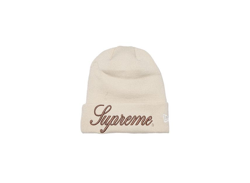 Supreme New Era Script Beanie Tan One-Size