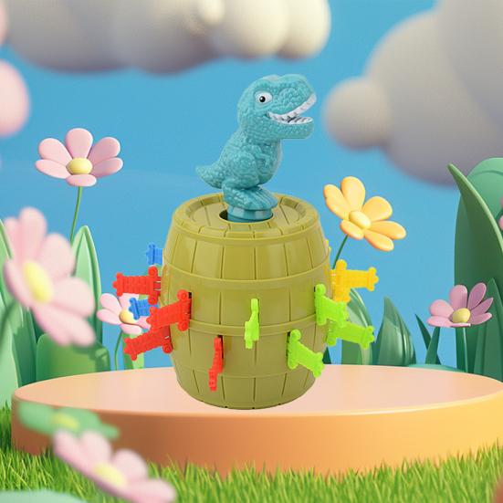 Popping Dinosaur Barrel Game Inserted Stilettos Dino Astronaut Bucket Multiplayer Parent-children Interactive Board Game Toddler Boys