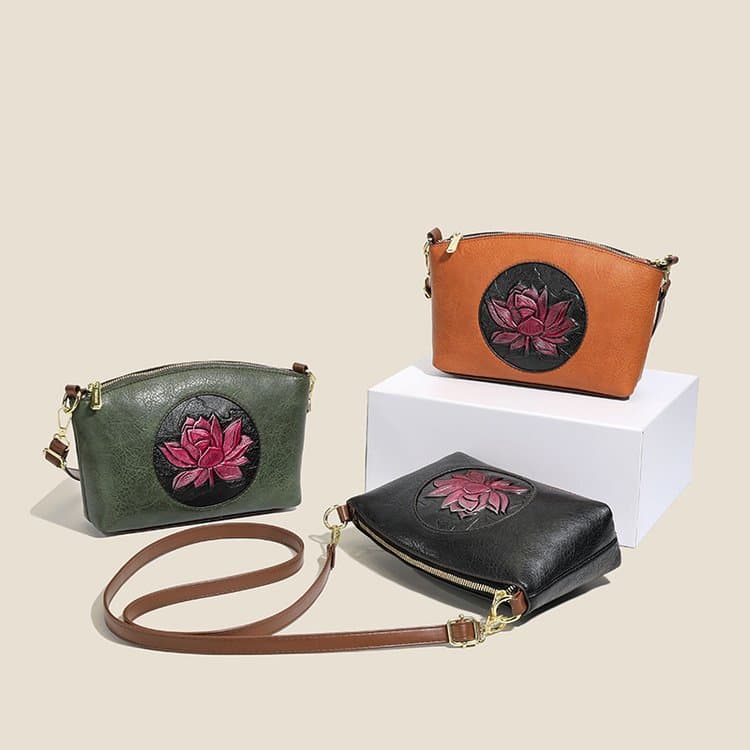 Lychee Pattern Embossed Messenger Bag Women's Shoulder Shell Bag