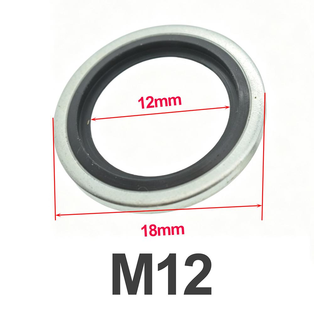 Car Oil Pan Drain Plug Washer Sealing Gasket M12 M14 Self Centering Galvanized Rubber Bonded Seal Washer Engine Oil Plug Washers