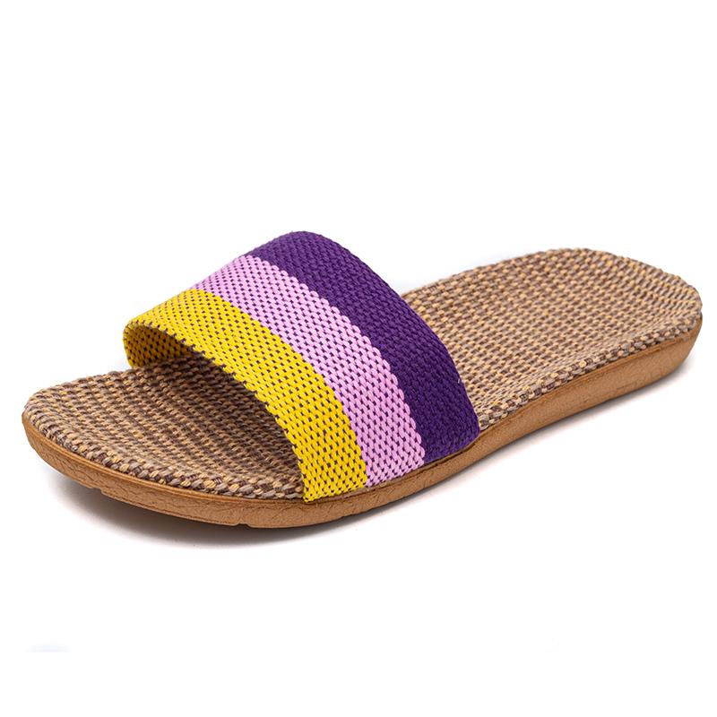 

Літні лляні жіночі тапочки Босоніжки на плоскій підошві Домашній колір EVA Легке взуття для жінок Повсякденні тапочки 37-38 фіолетовий
