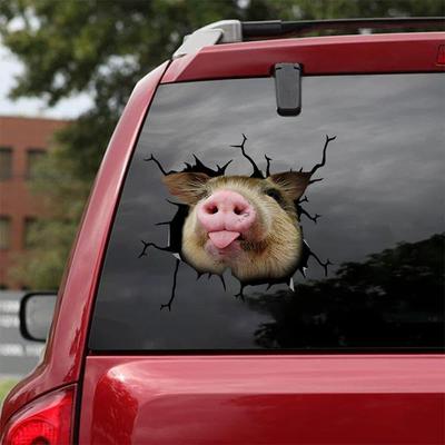 3D gyvūnų sienos lipdukas Piggy lipdukas skylės automobilio lango statinis lipdukas