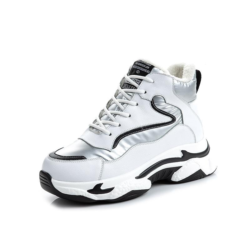 Genuine leather dad shoes 2025 winter women's casual versatile sports women's shoes thick-soled velvet little white shoes women's velvet thicker