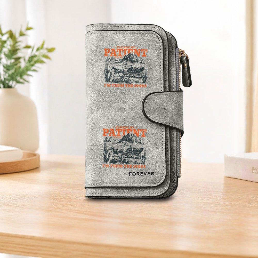 Western-style Vintage Carriage Long Zipper Wallet, Large-capacity Card Holder, Unisex Clutch Bag, Fashionable Zippered Coin Purse, Suitable for Daily