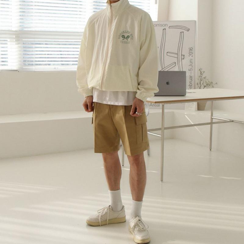 Summer Thin Outdoor Sun Protection Clothing Men's Loose Casual Stand Collar Jacket Korean Style Trendy Printed Jacket