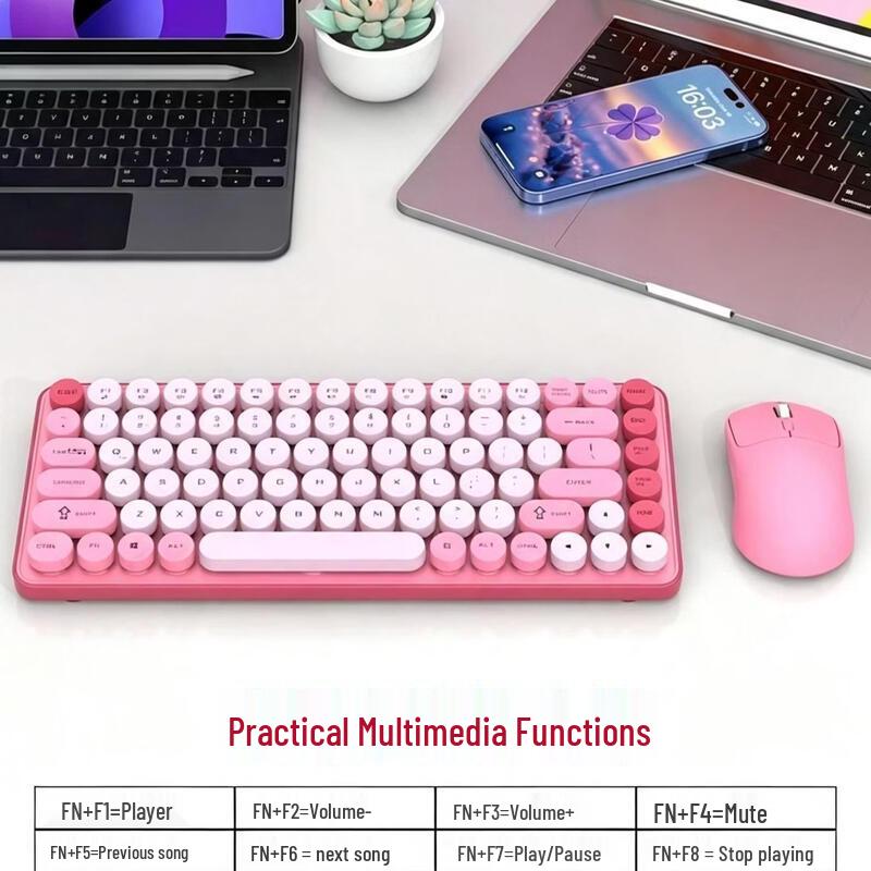 OLOEY 85-Key Dual-Mode Wireless Bluetooth Keyboard