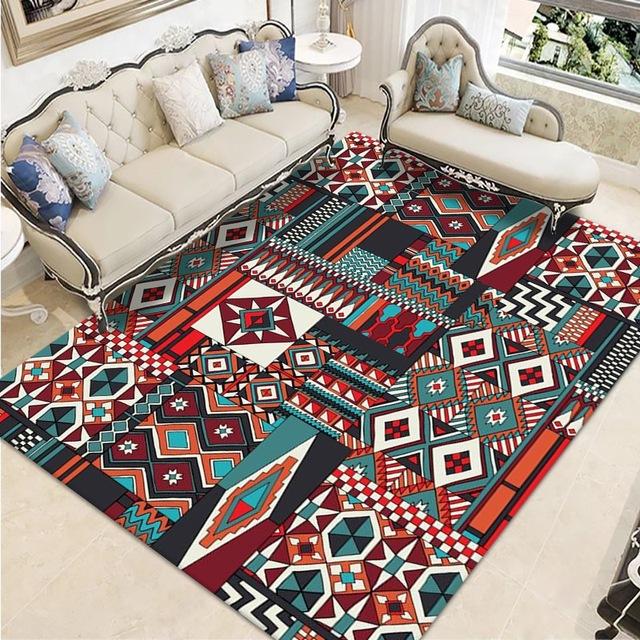 Home Ethnic Living Room Rug Coffee Table Sofa Rug Bohemian Rug Scandinavian Retro Floor Mats Bedroom Decoration Carpet
