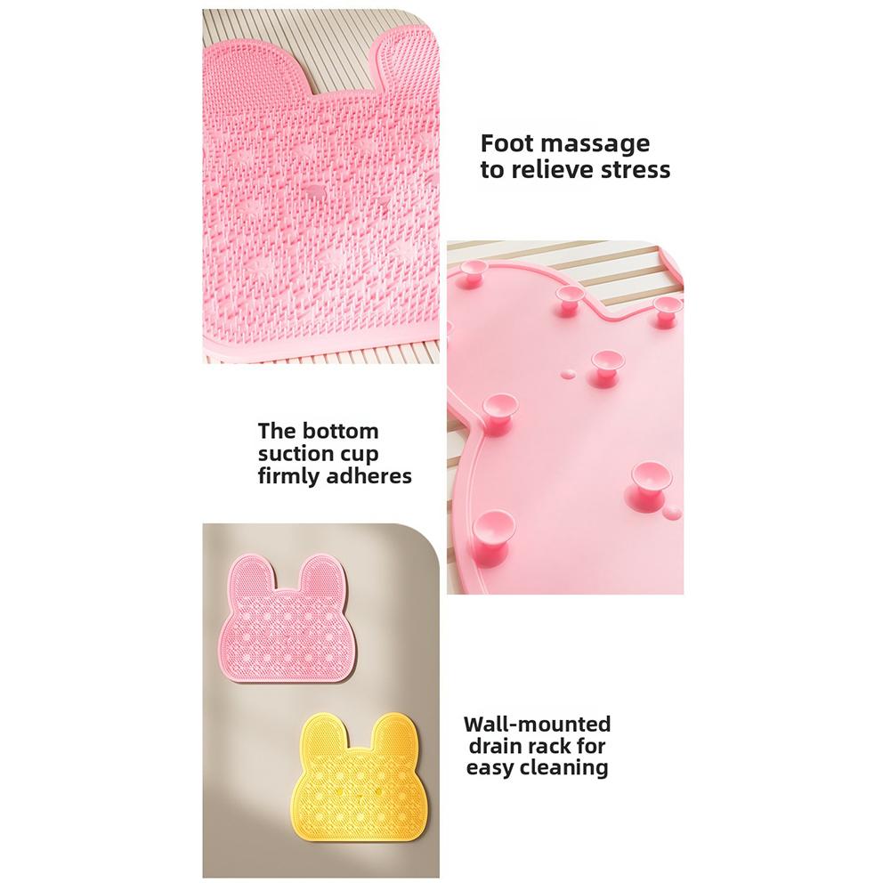 Scrubber Bath Mat With Suction Cup Anti-slip Back Foot Scrubber For Home Travel