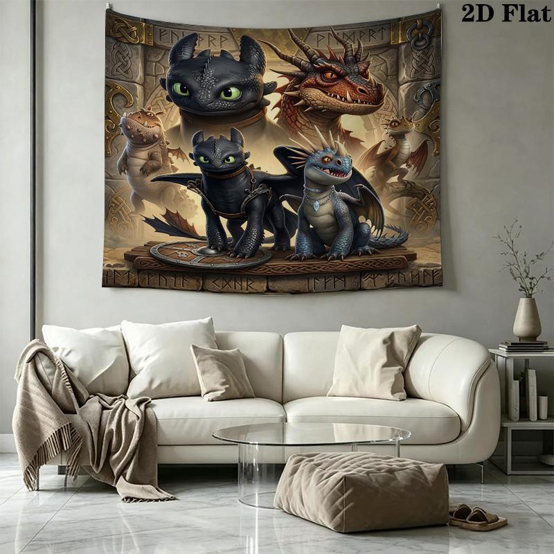 How Train Dragon Wall Tapestry Aesthetic Wall Hanging Printed Fabric Blanket Decorative Tapestries For Bedroom Living Room Home Decor