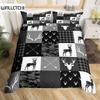 Camo Deer Duvet Cover Set Antlers Arrow Pattern Bedding Set Stripes Gird Camouflage Comforter Cover Microfiber King Quilt Cover