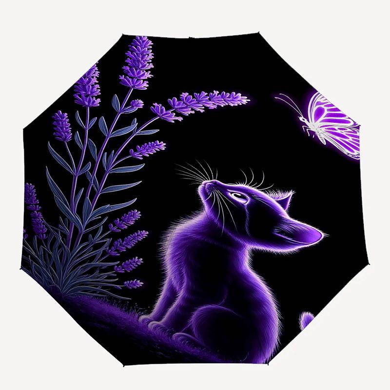 

1pc cat butterflyOpen/Close Umbrella-Windproof, Compact Travel Umbrella, Sturdy 8-Rib Shaft, Outdoor Accessory, 1080