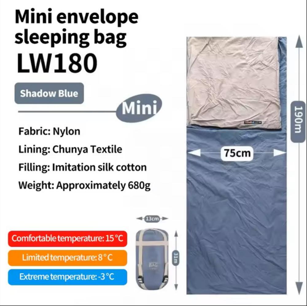 Outdoor camping, tourism, mountain climbing, adult sleeping bag, mini portable nylon cotton, machine washable, multi splicing