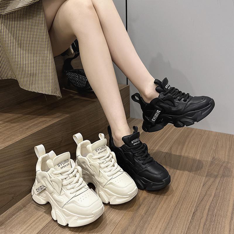 Daddy shoes women's casual leather small platform sneakers new versatile ins running shoes women