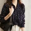 Spring and Autumn Long Sleeved Printed Shirt Retro Casual Floral Shirt Korean Fashion Top
