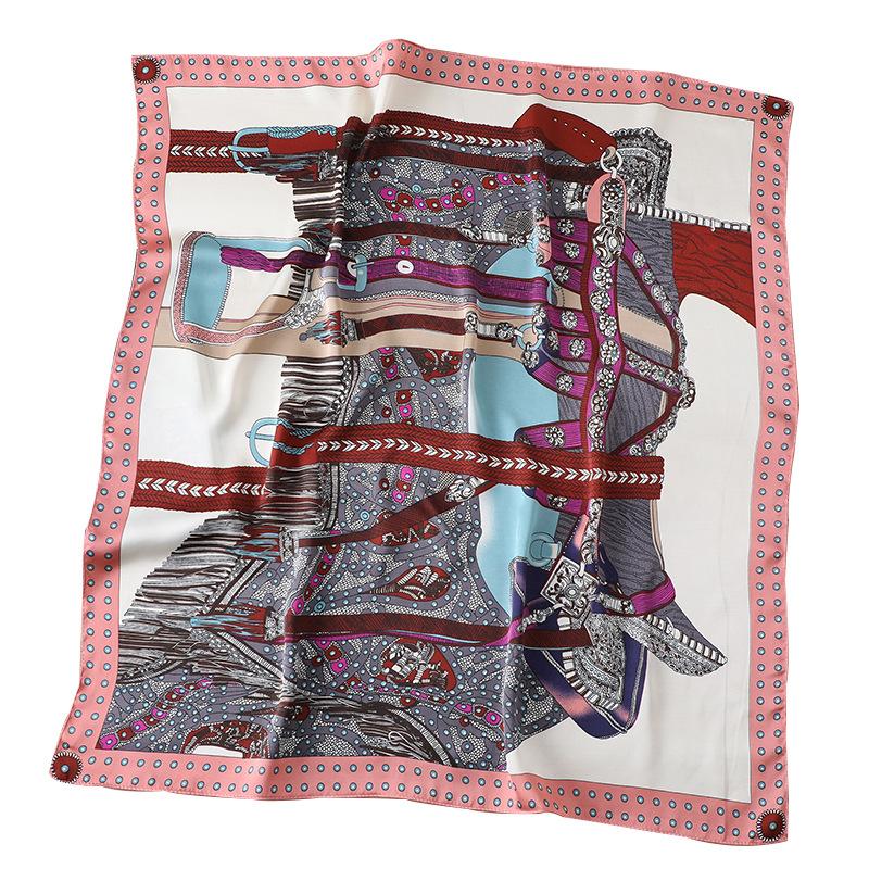 European and American style scarf women's square scarf 71cm fashion polka dot saddle pattern travel sunscreen shawl professional scarf scarf scarf