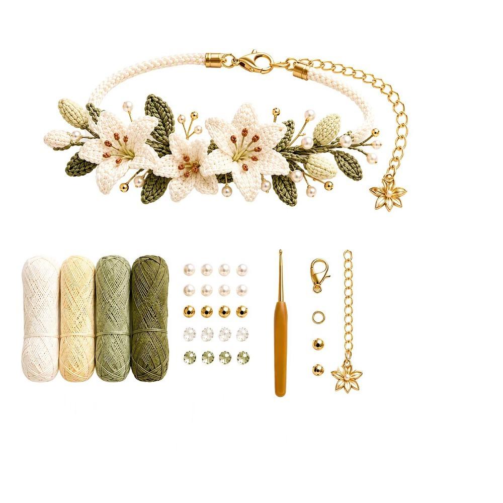 DIY Nature-Inspired Botanical Bracelet Kit Forest Floral Crochet Bracelet Kit  For Crochet Practice