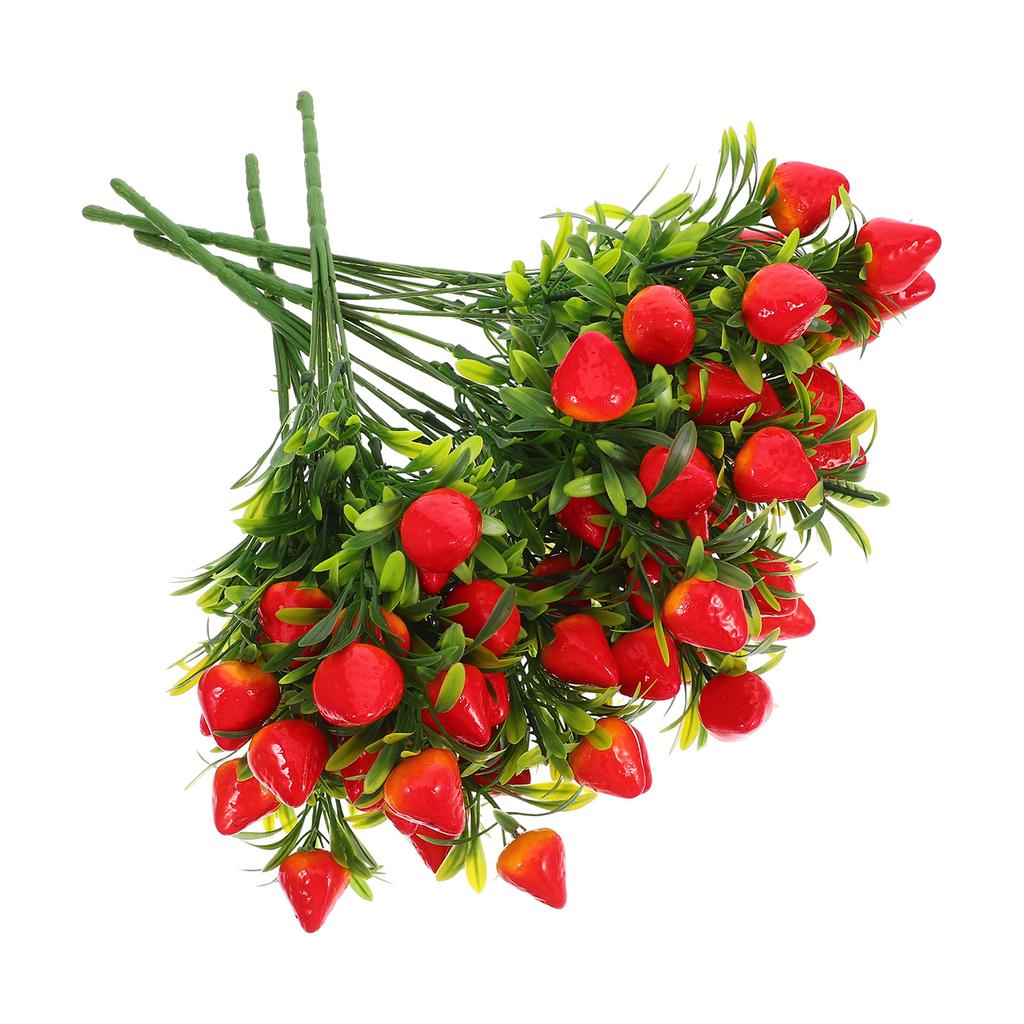 5 Stück Heimdekoration Beerenstiele für Blumenstrauß Künstliche Früchte PVC Falsche Erdbeeren Erdbeer-Blumenarrangement
