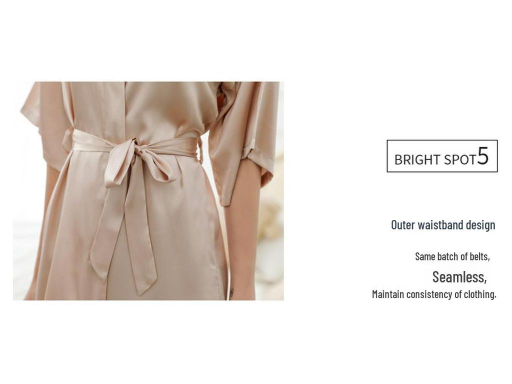 Women's Short-Sleeved Imitation Silk Pajamas and Bridal Morning Robe