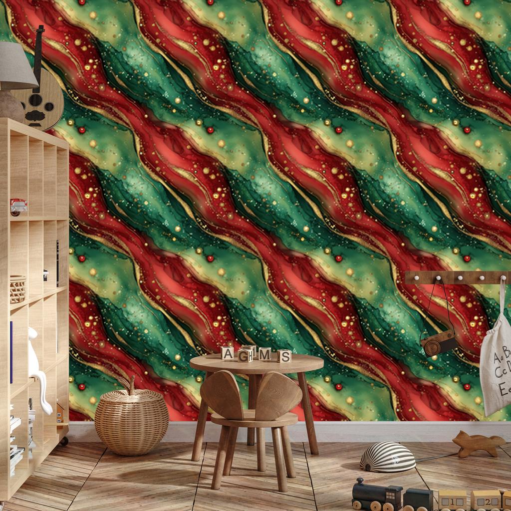 Ink Wallpaper Red, Green and Bottle Green 50x1000