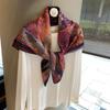Herringbone pattern double-sided square scarf temperament sense outer fit elegant female versatile flow silk scarf breathable scarf square scarf