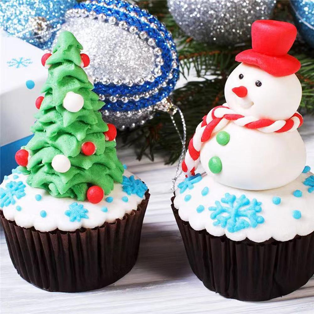 1 set of Russian decorating nozzles snowflake Christmas tree holly leaf squeezing nozzle cupcake dessert baking decoration decorating nozzle