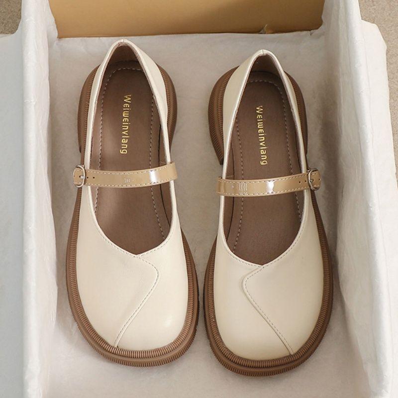 Mary Jane women's shoes 2025 new spring and autumn shallow mouth loafers round head soft sole non-slip flat bottom splicing single shoes women