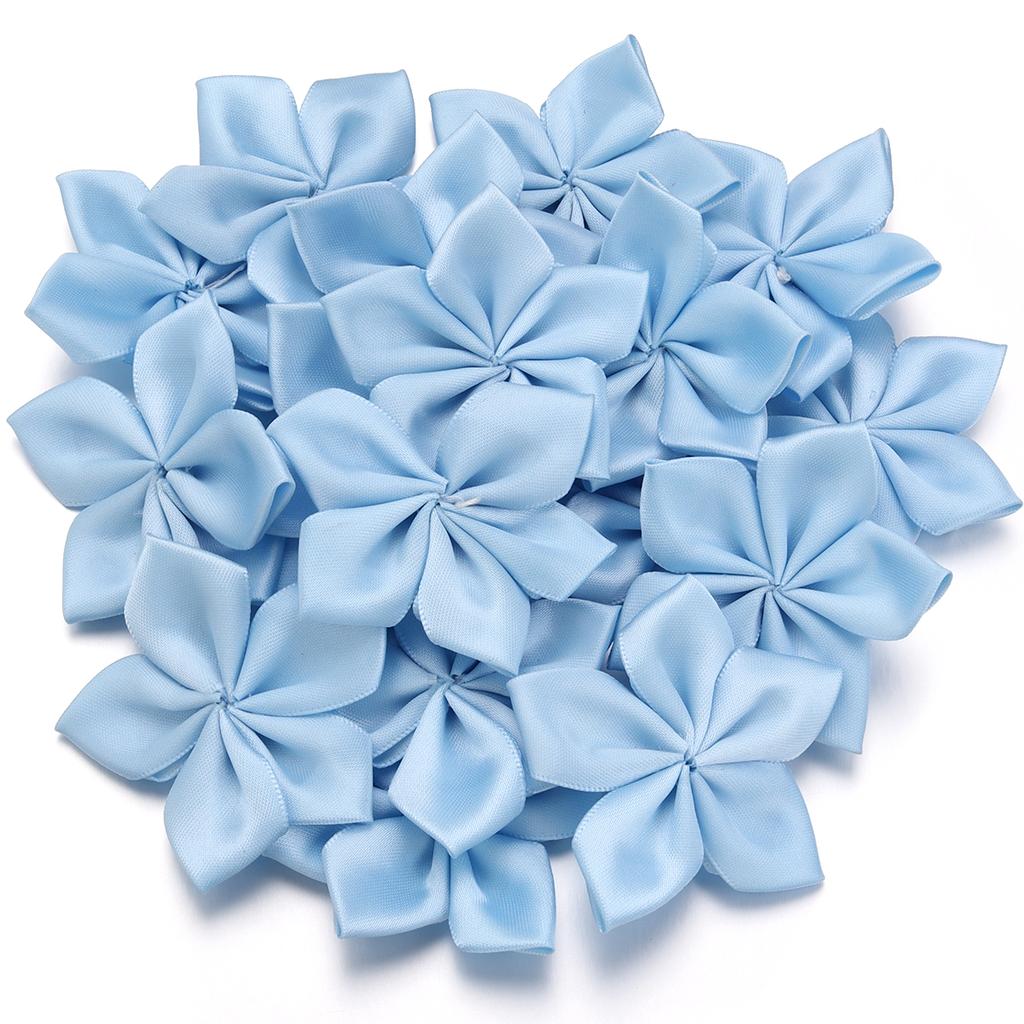 20 Stück 6cm Satinband Blume Bunt Künstliche Stoff Fünfblättrige Blumen Für DIY Hochzeit Kleidung Nähen Kopfschmuck Dekoration