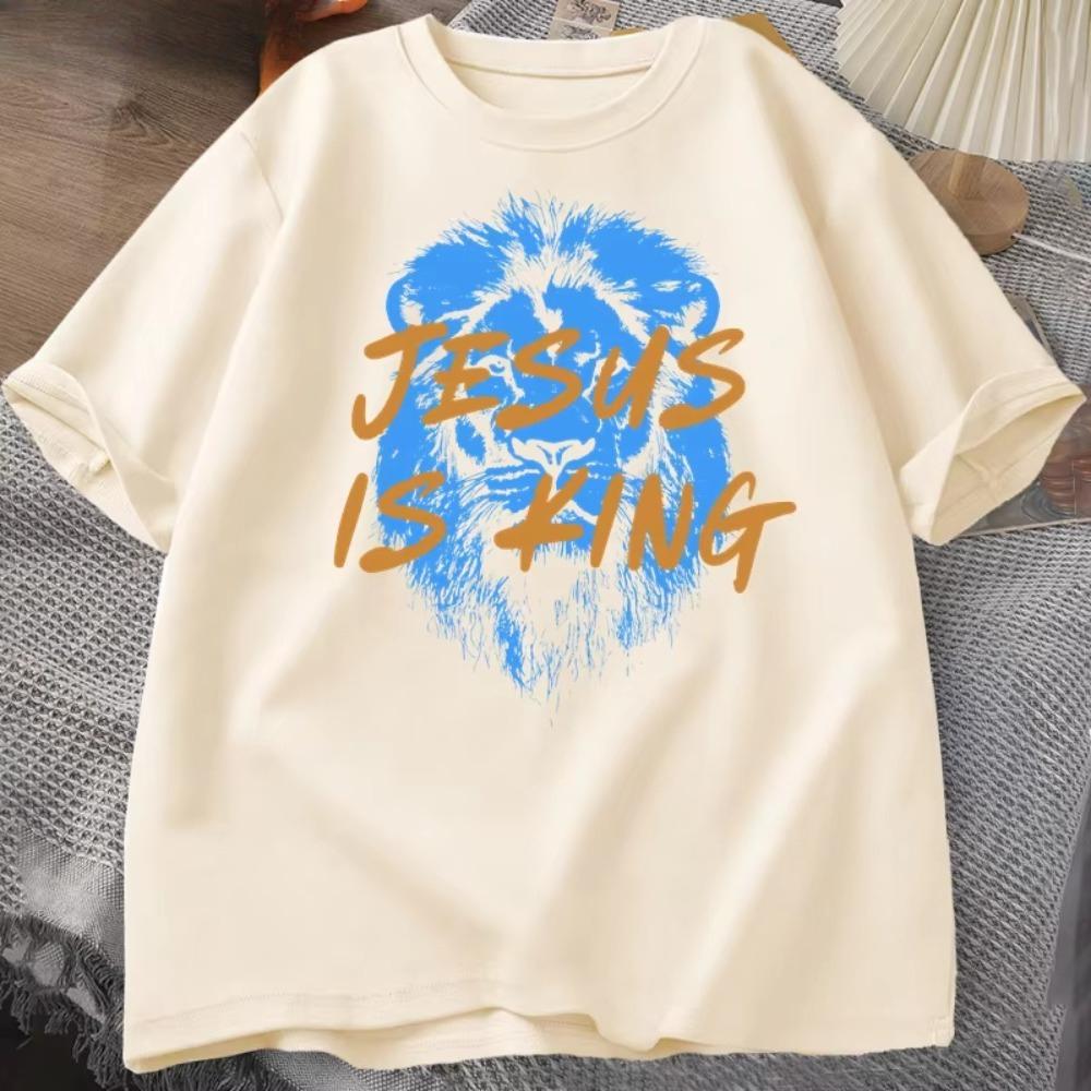 Jesus Is King Christian T Shirt For Unisex Women Faith Streetwear Tee Shirt Religious Bible Verse Tshirt Cotton Short Sleeve Tees