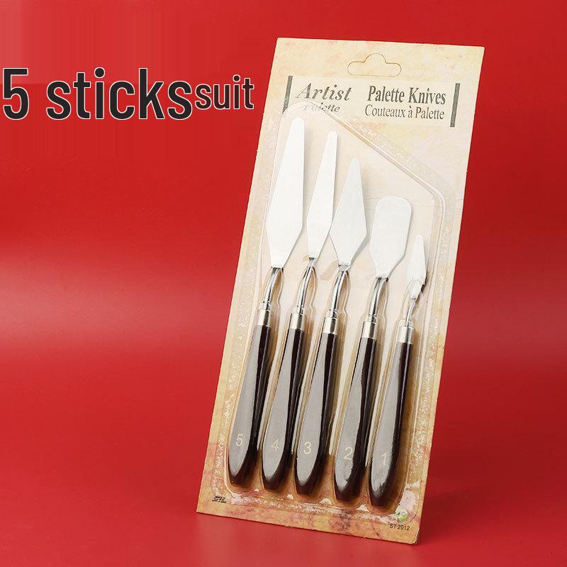 Rosewood Handle Oil Painting Knife: Acrylic & Gouache Pigment Scraper with Varnishing Flat and Pointed Blades