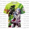 2026 Summer Cartoon T-shirt Daki Gyutaro Full Color Anime Print Unisex Loose Short Sleeve Tee Men Women Demon Slayer Cos Top