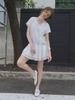 Eseuwaitussi Cross Lace Half-Sleeve Dress_2Color