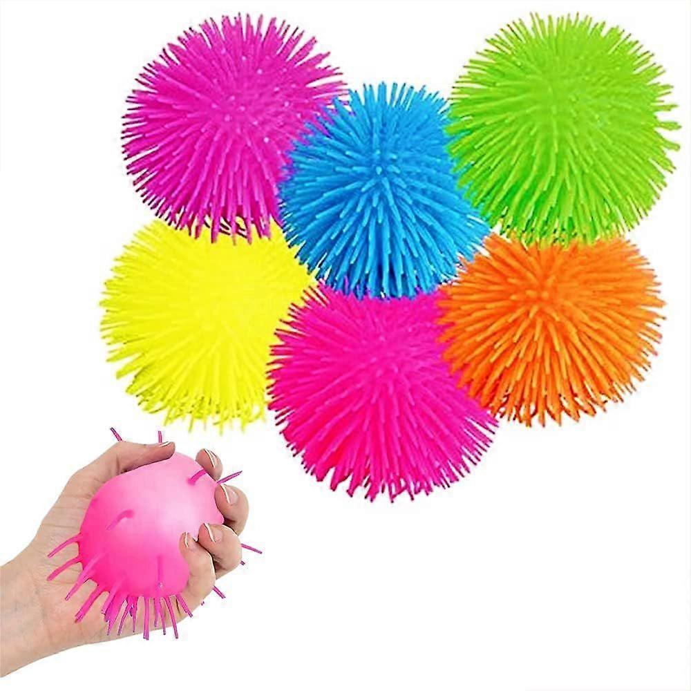 6 ks Puffer míček, Bodlinaté senzorické míčky Velkoobchod Odskakující senzorická hračka pro úlevu od stresu pro zábavu Fidget Hra na úzkost Školní ceny Party drobnosti(17 cm)