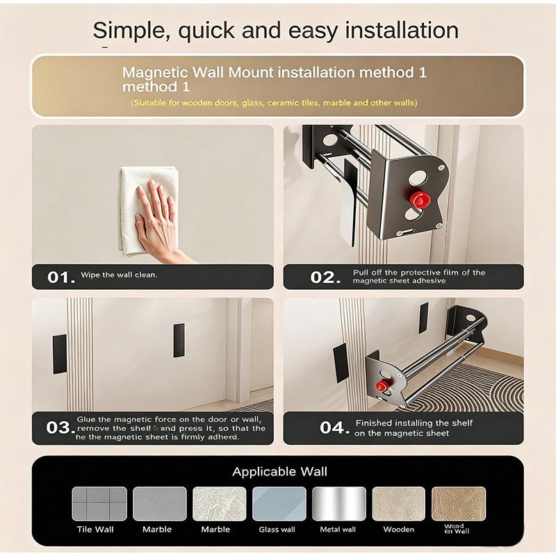 Magnetic Shoe Rack Expandable Double-Layer Slippers Organizer Wall Mounted Sneakers for Homeowners Renters Dwellers Collectors